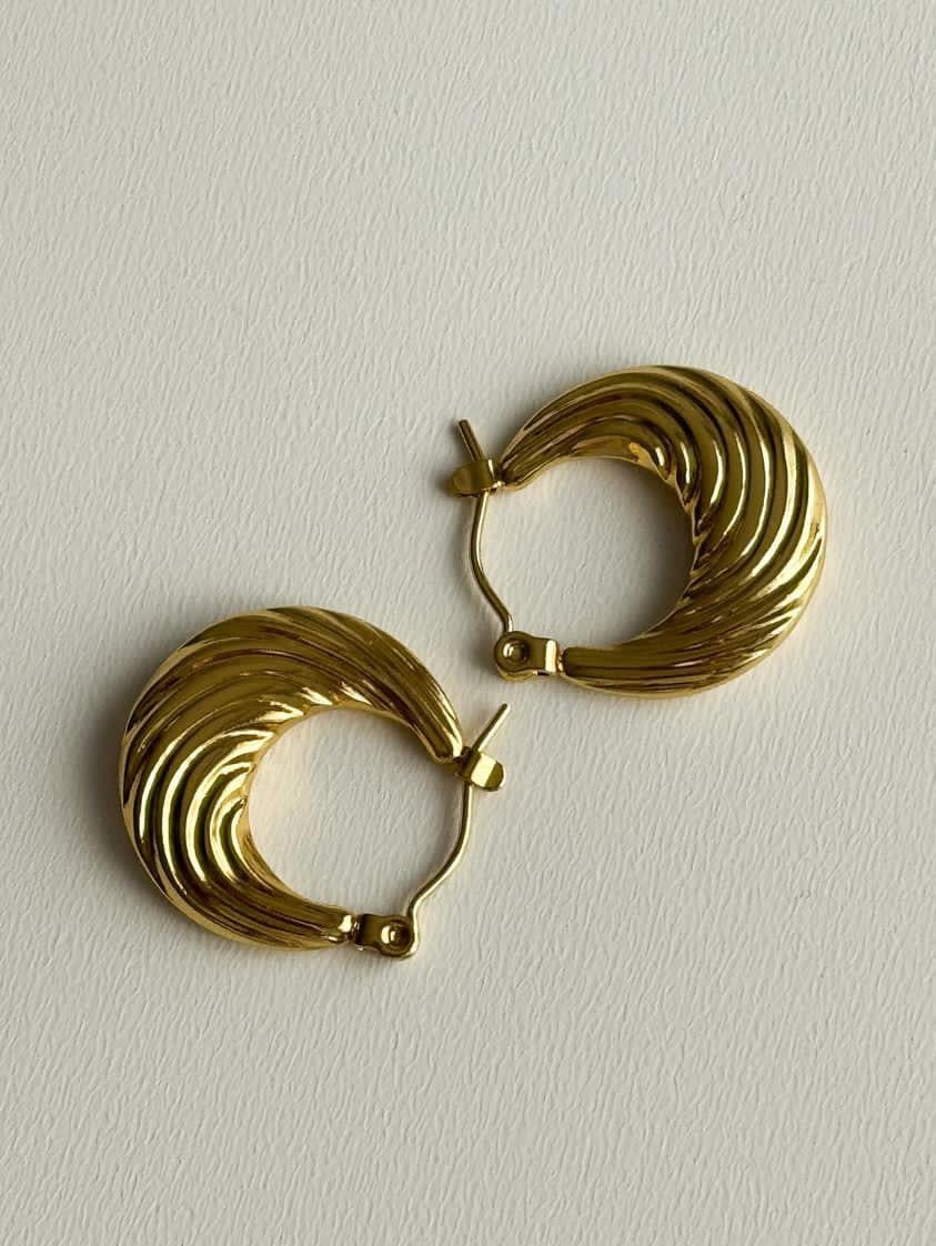Çelik Gold Midye Küpe (2 Cm)