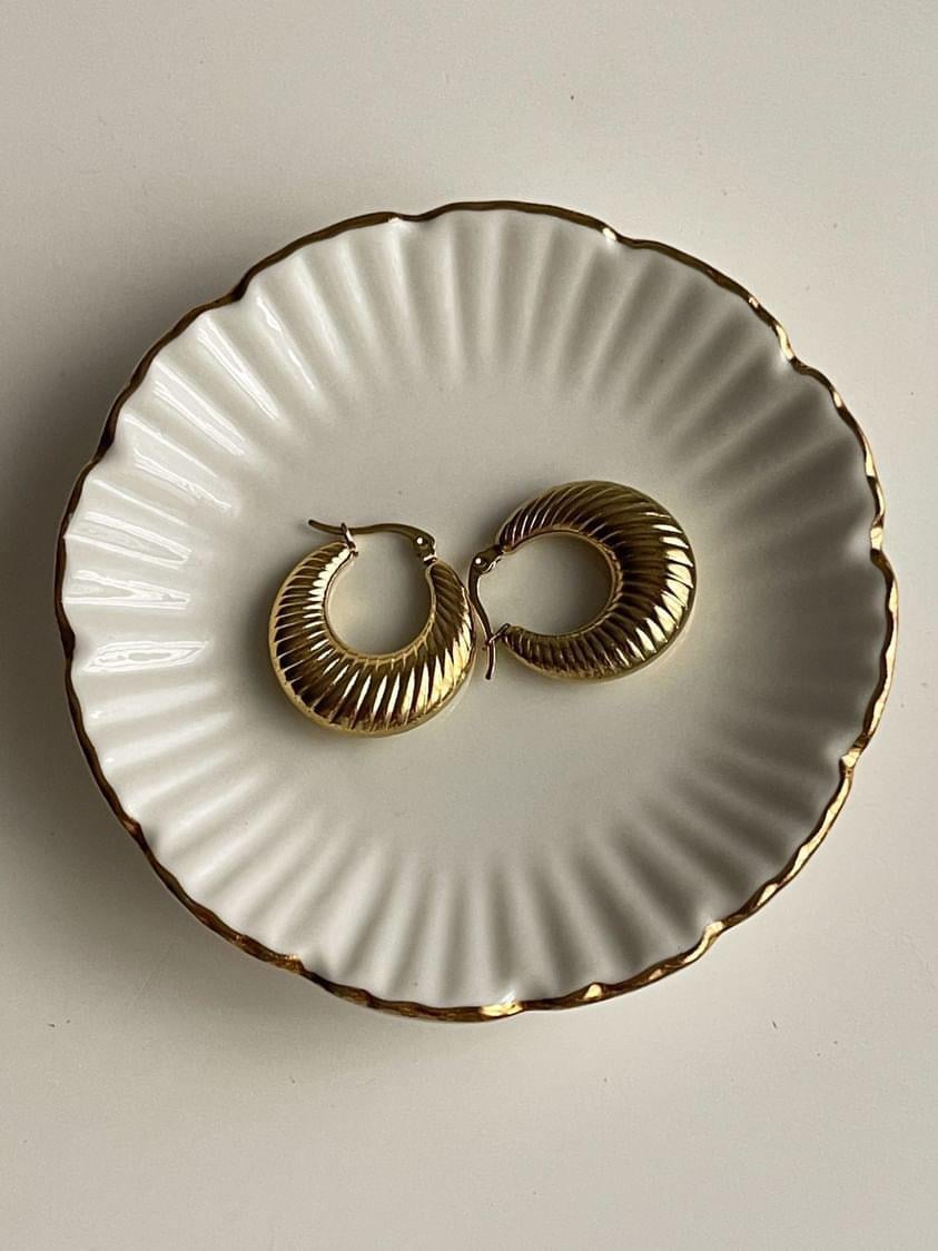Çelik Gold Midye Küpe (2.5 Cm)