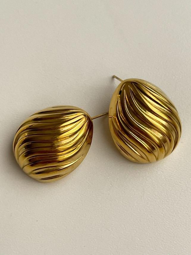 Çelik Gold Midye Küpe (2.5 Cm)