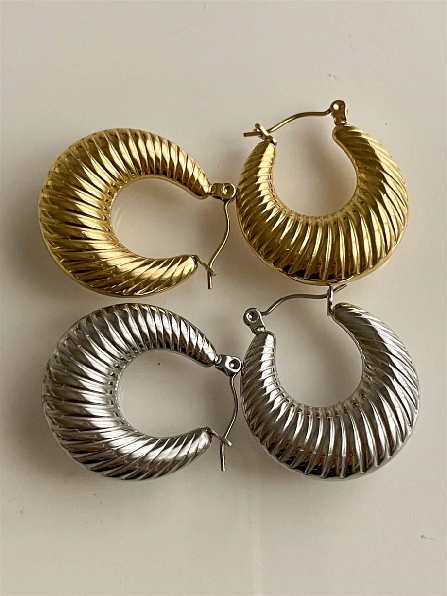 Çelik Gold Midye Küpe (2.80 Cm)