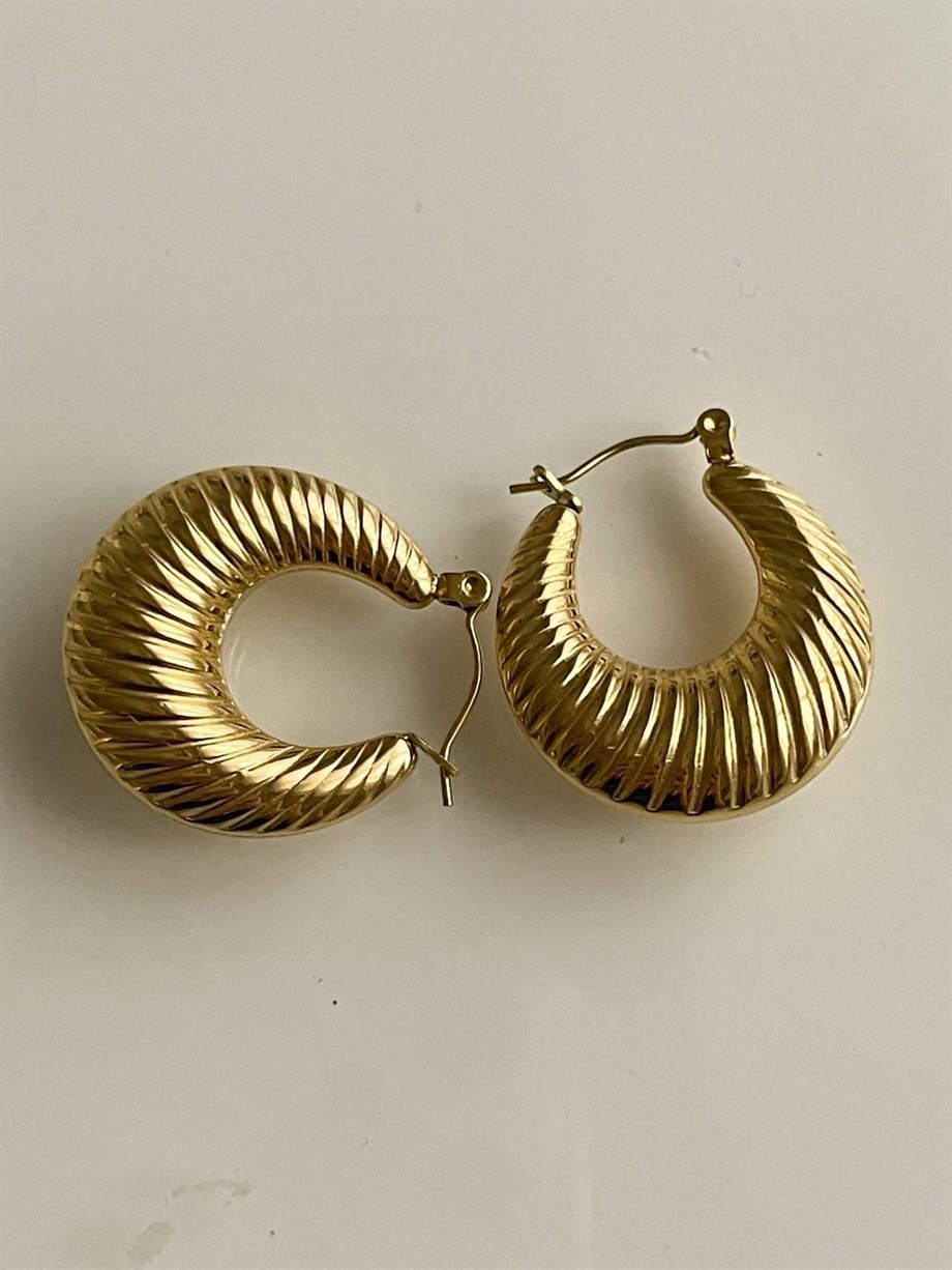 Çelik Gold Midye Küpe (2.80 Cm)