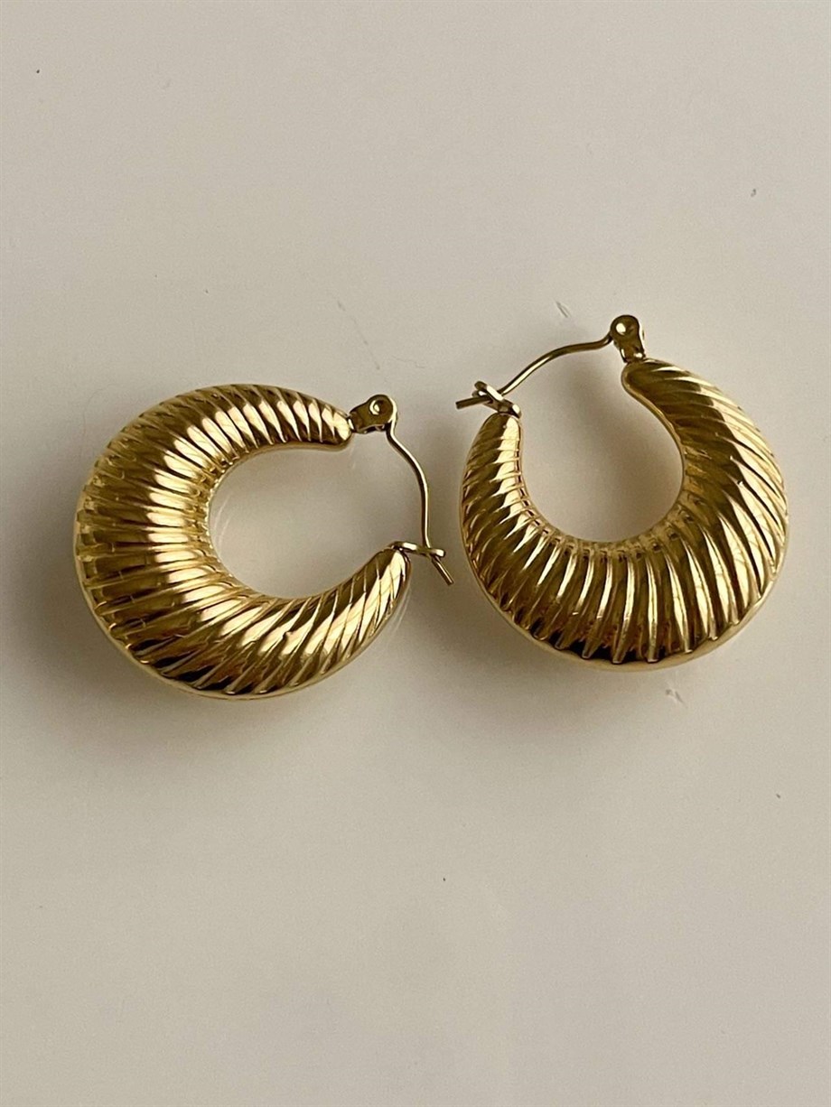 Çelik Gold Midye Küpe (2.80 Cm)
