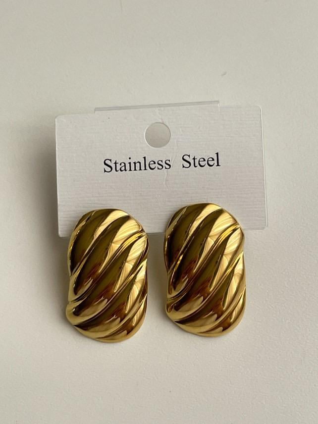 Çelik Gold Midye Küpe (3 Cm)