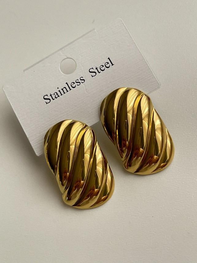 Çelik Gold Midye Küpe (3 Cm)