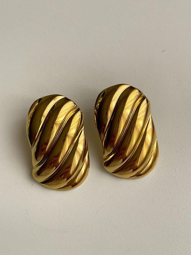 Çelik Gold Midye Küpe (3 Cm)
