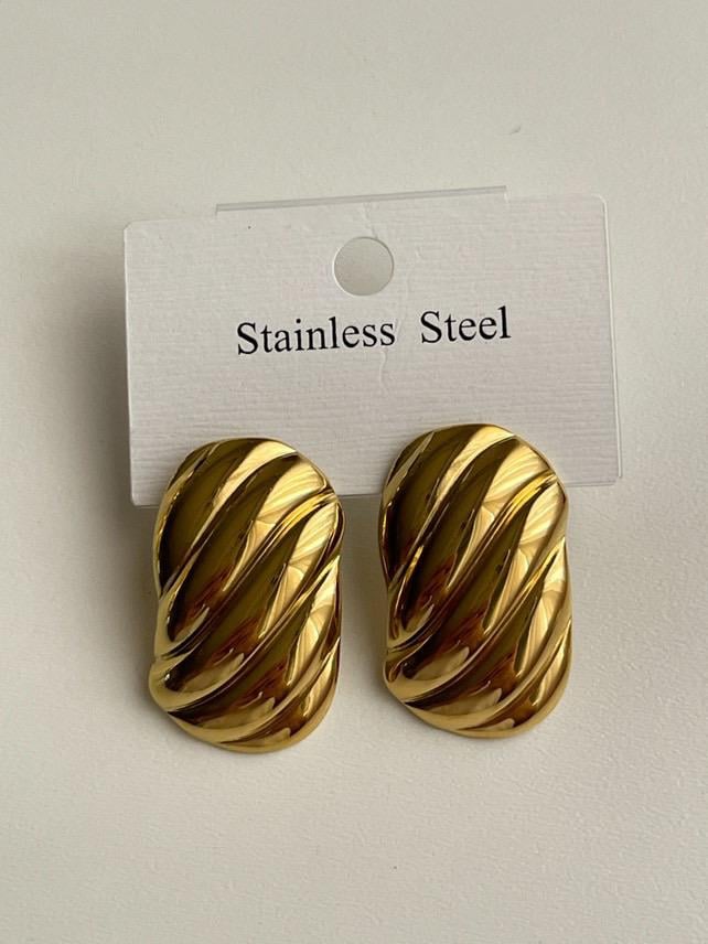 Çelik Gold Midye Küpe (3 Cm)