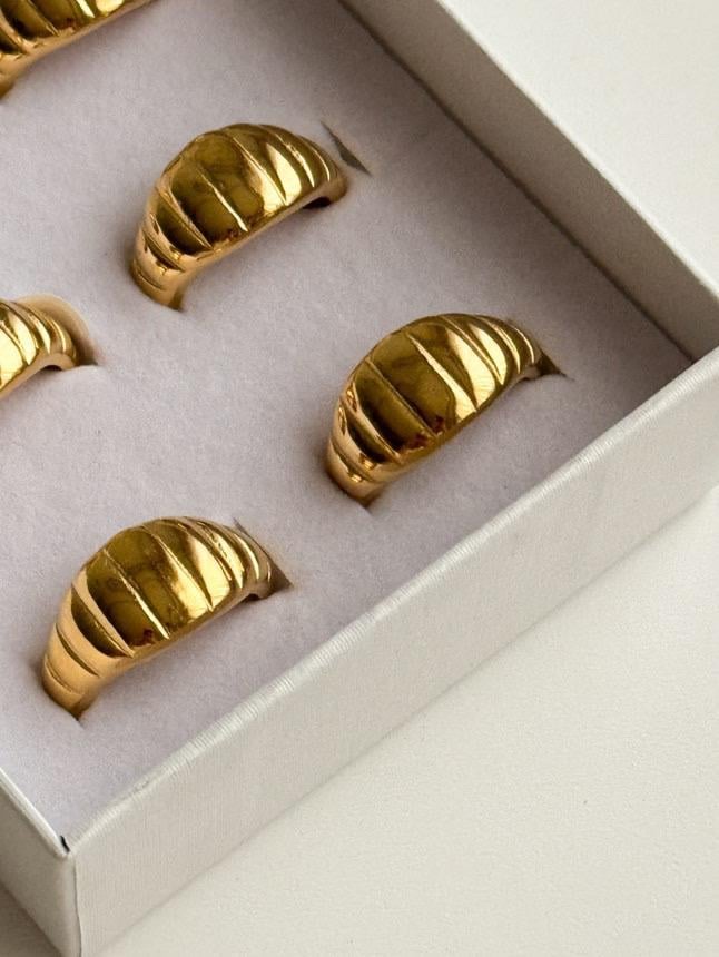 Çelik Gold Midye Numaralı Yüzük (17 Numara)