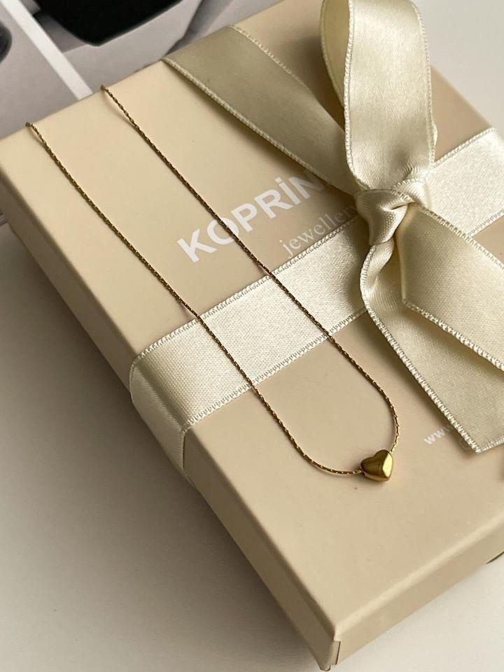 Çelik Gold Minimal Kalp Kolye (46 Cm)