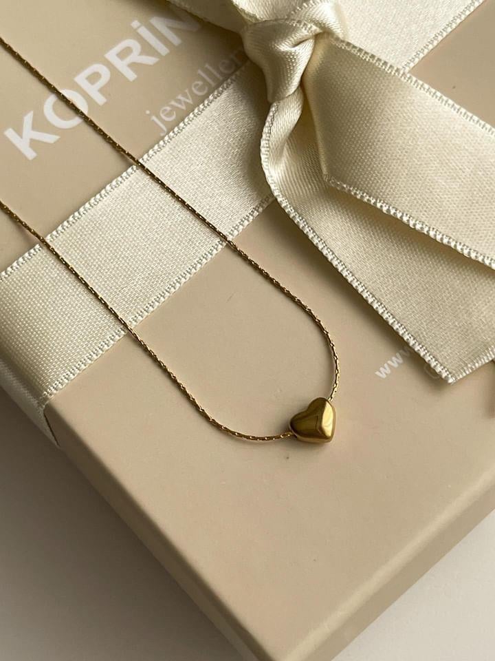Çelik Gold Minimal Kalp Kolye (46 Cm)