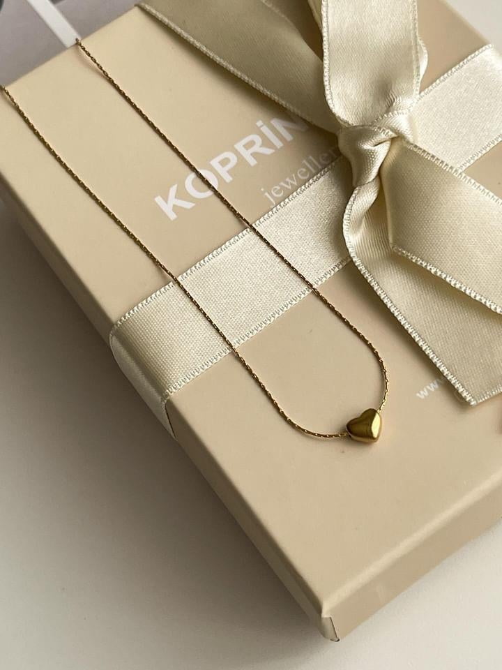 Çelik Gold Minimal Kalp Kolye (46 Cm)