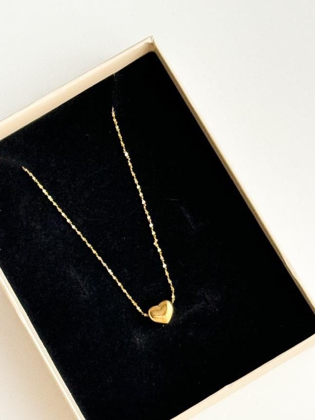 Çelik Gold Minimal Kalp Kolye (48 Cm)