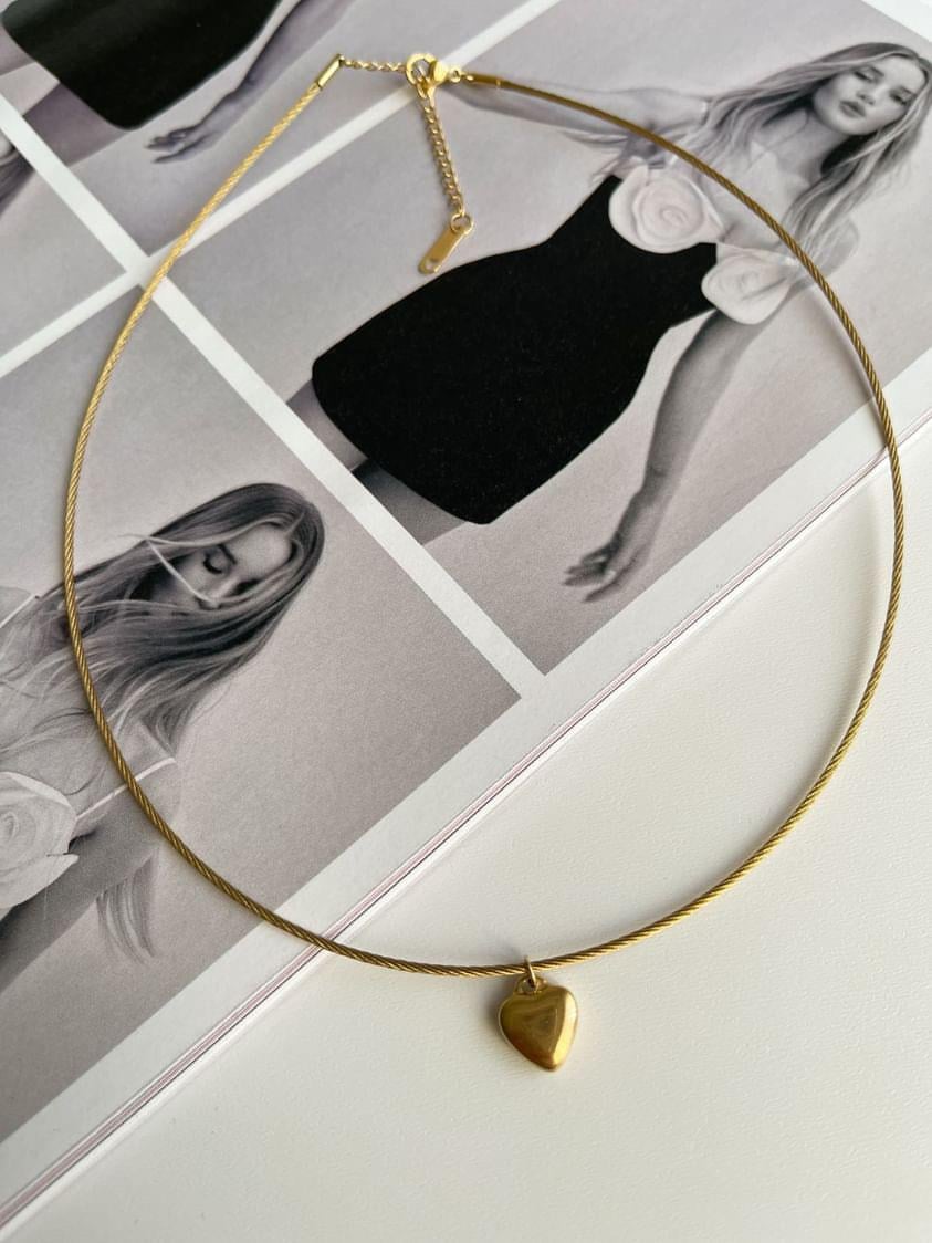 Çelik Gold Minimal Kalpli Cocker Kolye 