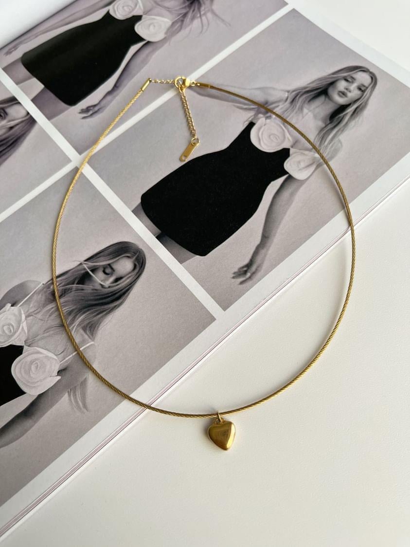 Çelik Gold Minimal Kalpli Cocker Kolye 