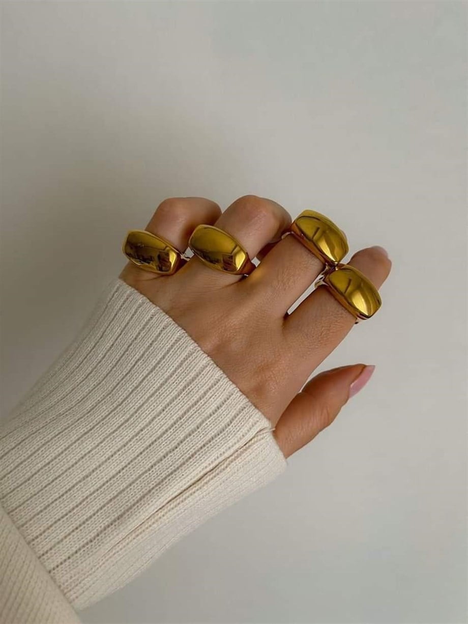 Çelik Gold Numaralı Yüzük (18 Numara)