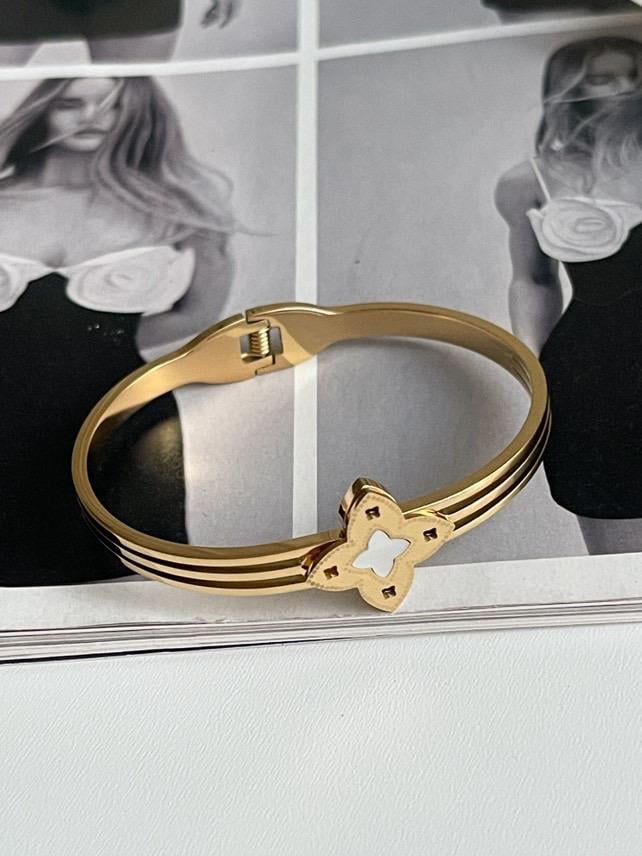 Çelik Gold One Cleef Kelepçe Bileklik 