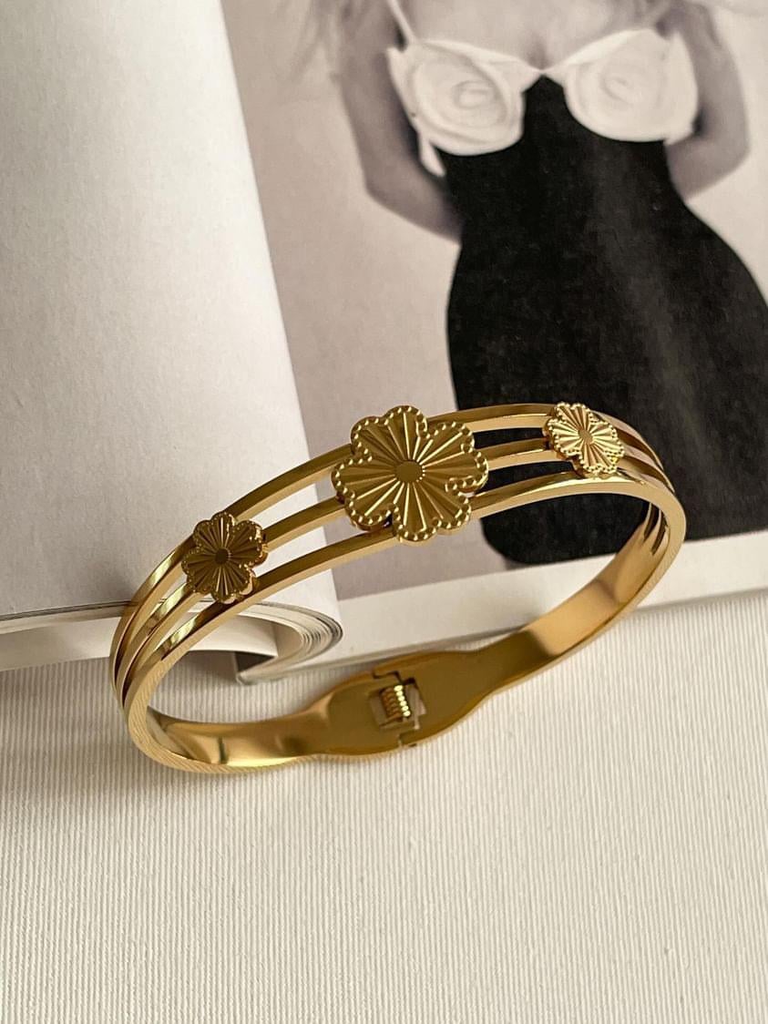 Çelik Gold One Cleef Kelepçe Bileklik 