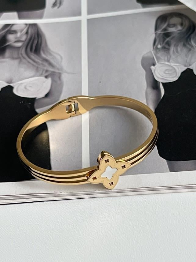 Çelik Gold One Cleef Kelepçe Bileklik 