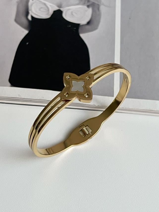 Çelik Gold One Cleef Kelepçe Bileklik 