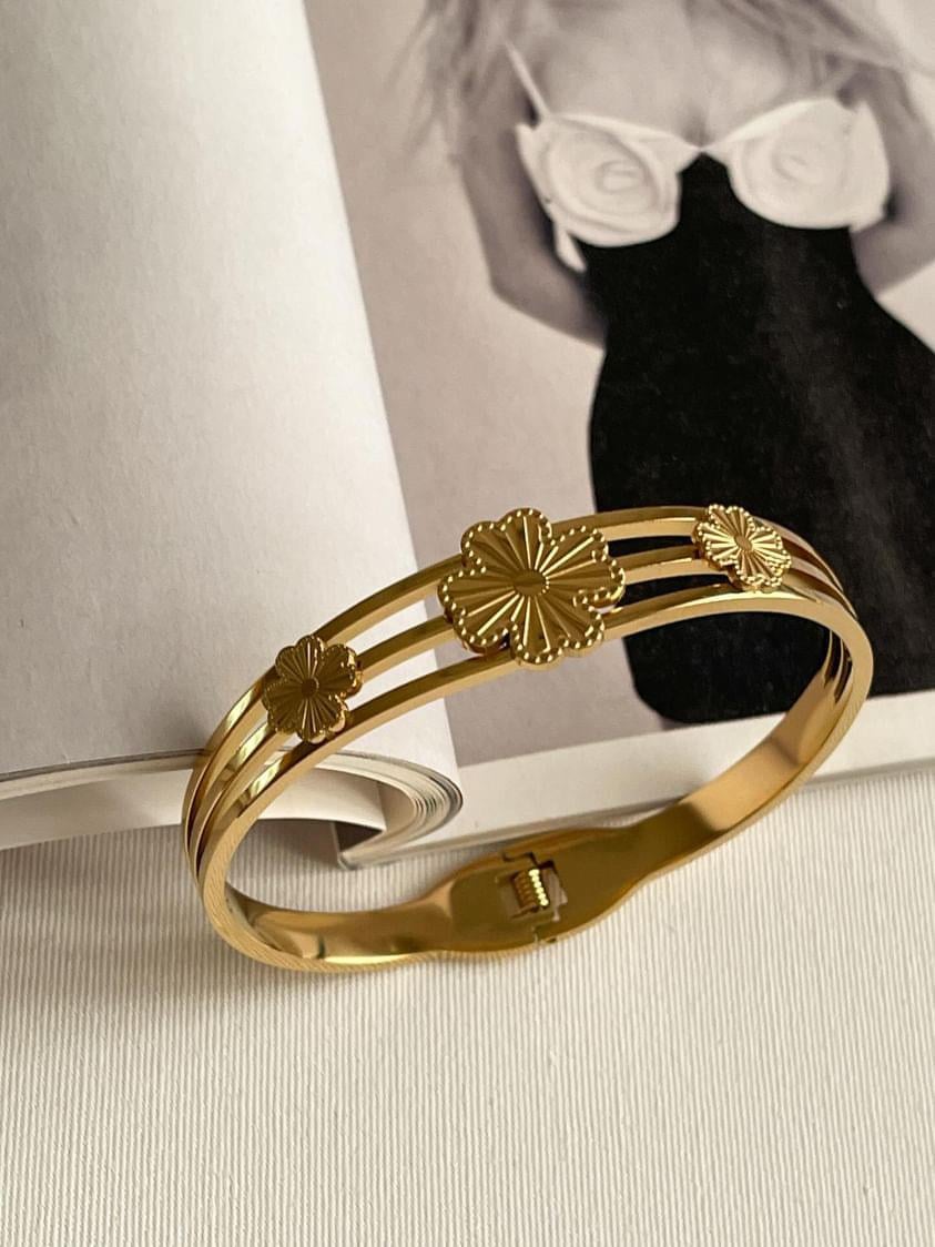 Çelik Gold One Cleef Kelepçe Bileklik 