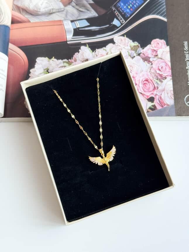 Çelik Gold Peri Kızı Kolye (45 Cm)