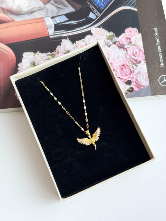 Çelik Gold Peri Kızı Kolye (45 Cm)