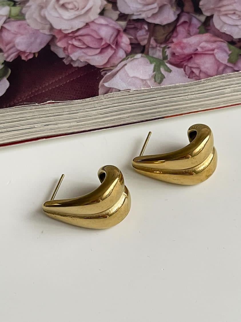 Çelik Gold Renk İkili Küpe (2 Cm)