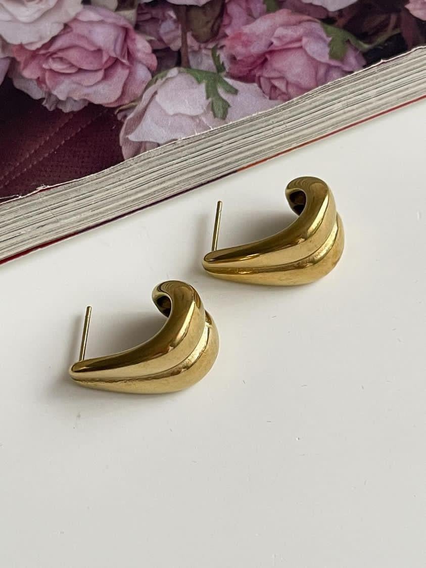 Çelik Gold Renk İkili Küpe (2 Cm)