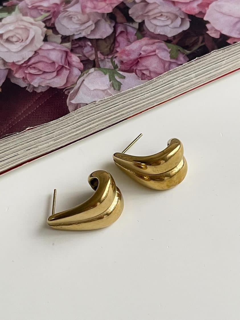 Çelik Gold Renk İkili Küpe (2 Cm)