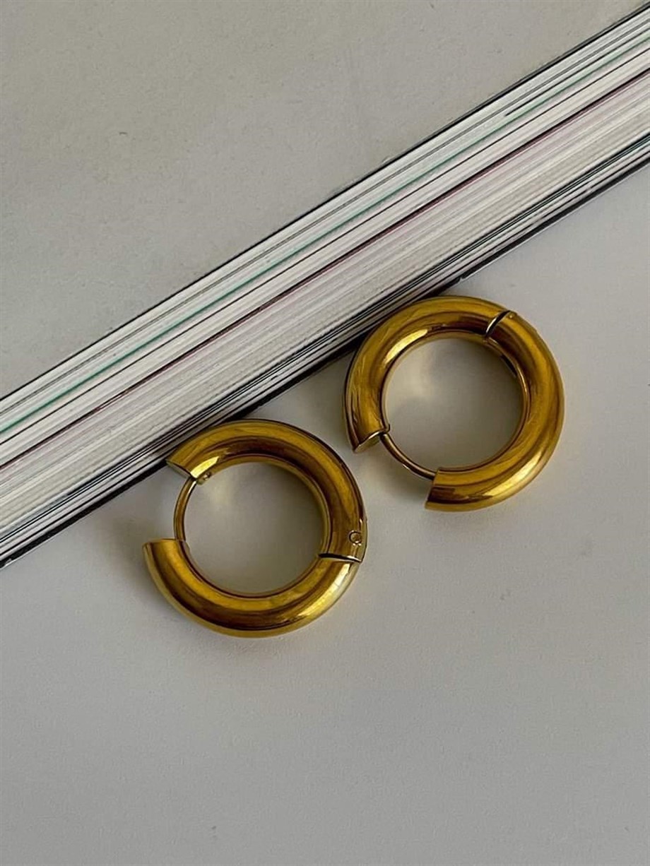 Çelik Gold Renk Pera Basic Halka Küpe(1.70Cm)-(1 Numara)