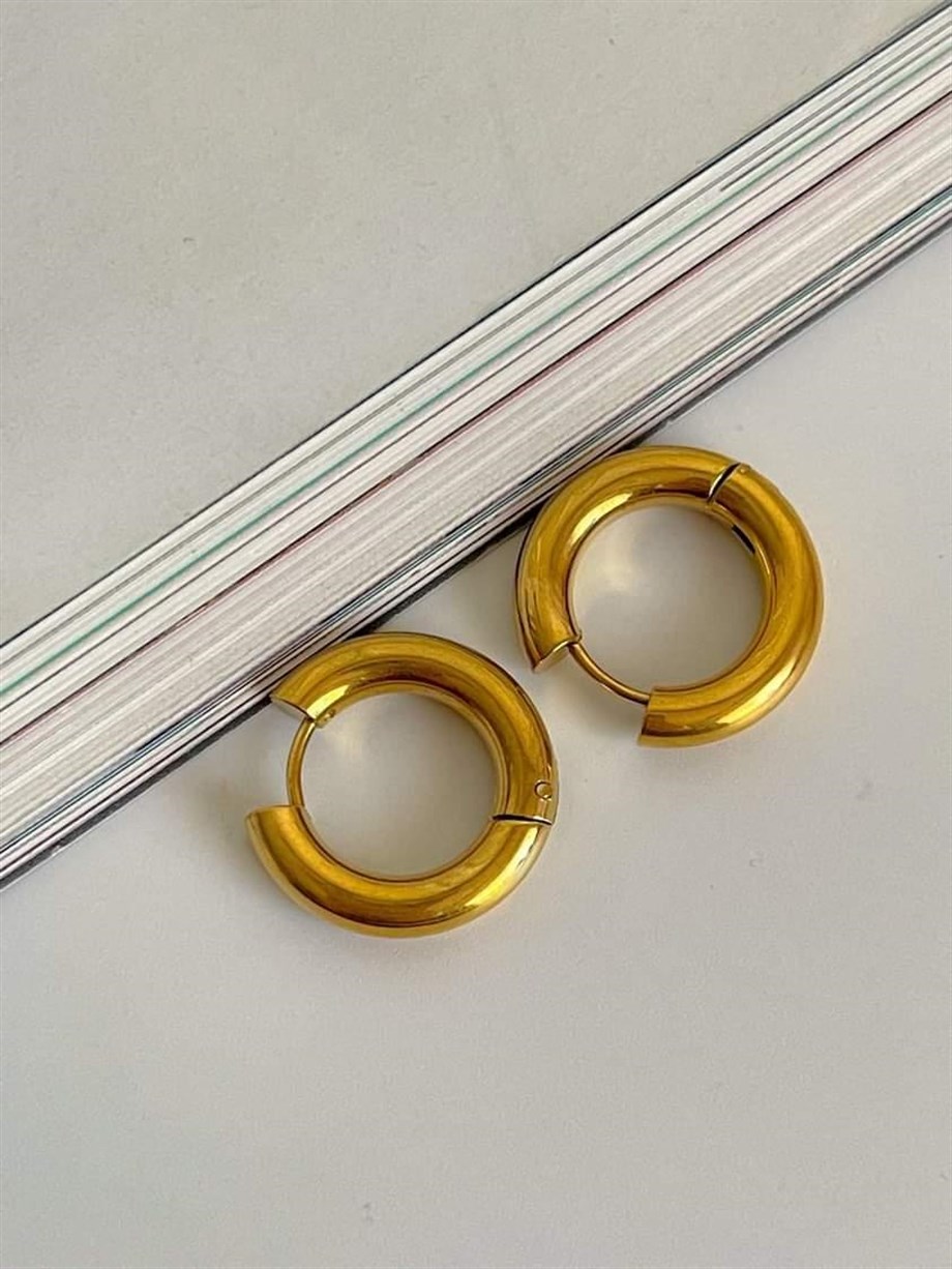 Çelik Gold Renk Pera Basic Halka Küpe(1.70Cm)-(1 Numara)