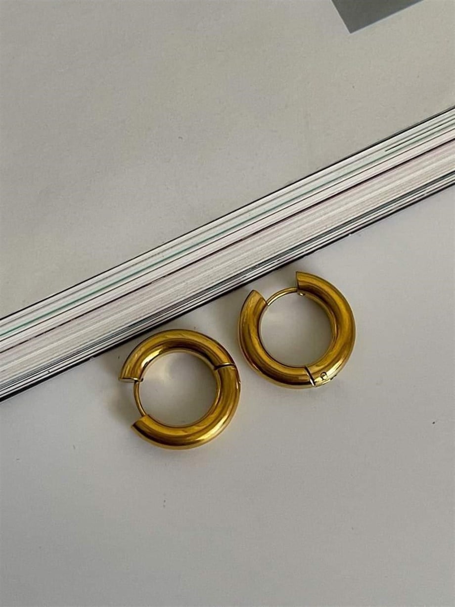 Çelik Gold Renk Pera Basic Halka Küpe(1.70Cm)-(1 Numara)