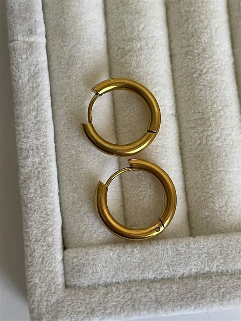 Çelik Gold Renk Pera Basic Halka Küpe(1.80 Cm)-2 Numara)