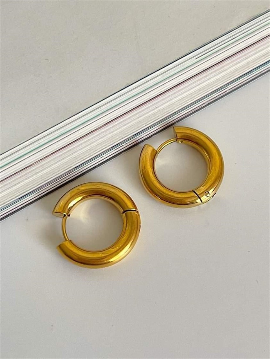 Çelik Gold Renk Pera Basic Halka Küpe(1.70Cm)-(1 Numara)