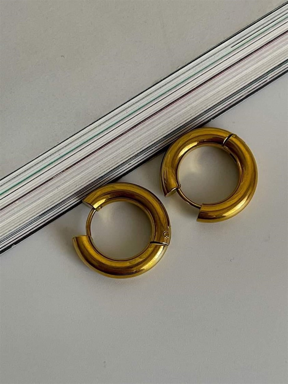 Çelik Gold Renk Pera Basic Halka Küpe(1.70Cm)-(1 Numara)