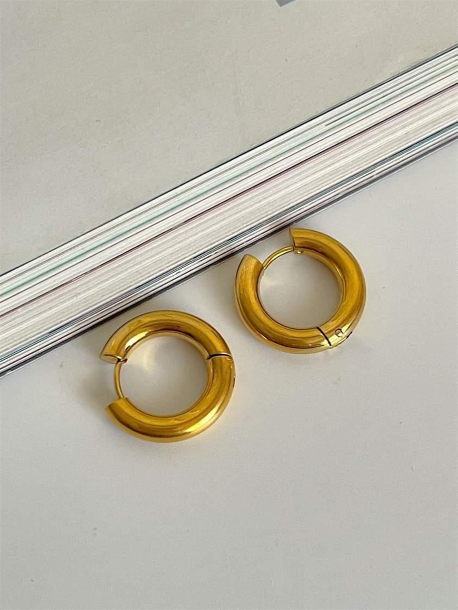 Çelik Gold Renk Pera Basic Halka Küpe(1.70Cm)-(1 Numara)