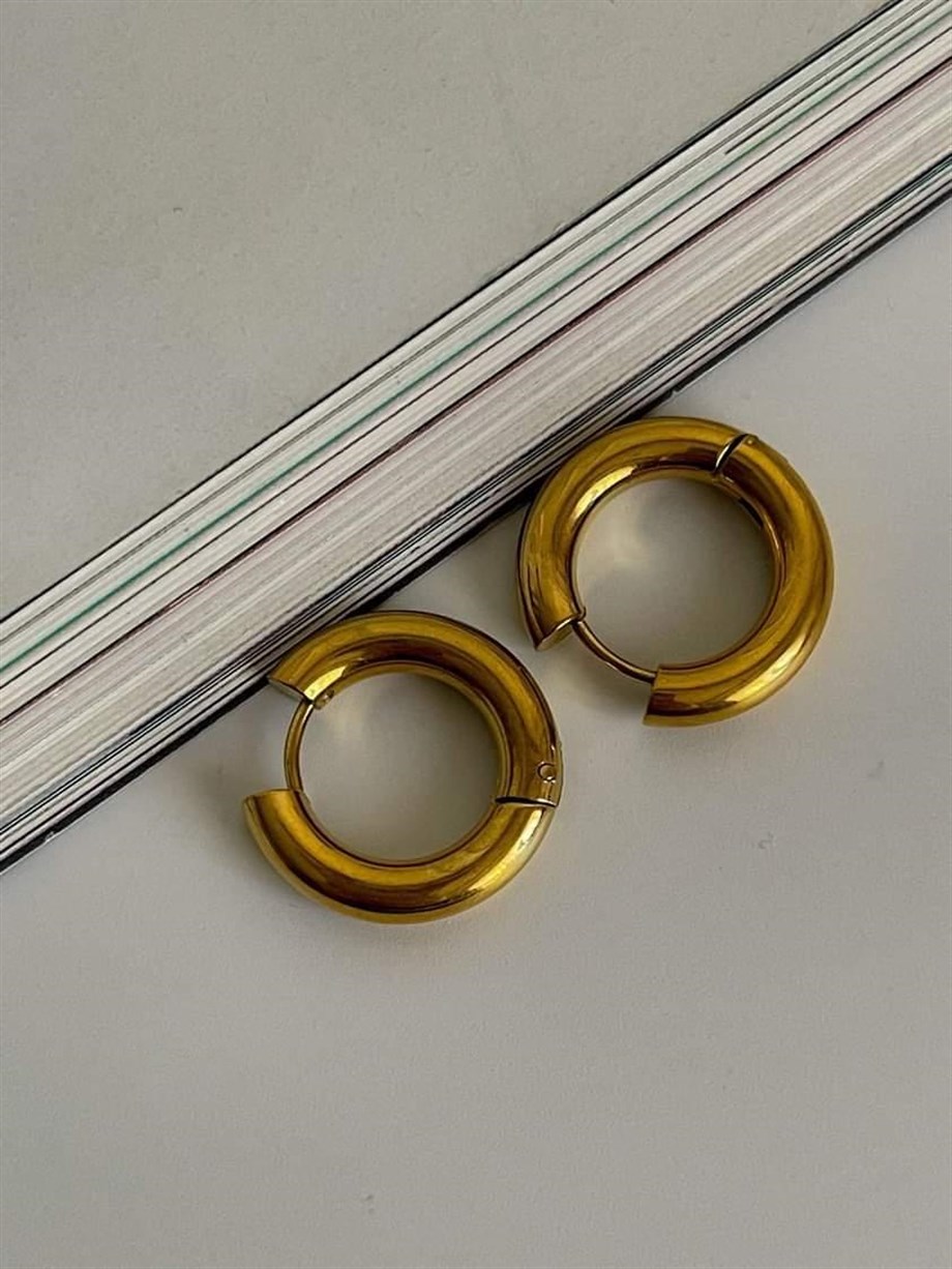 Çelik Gold Renk Pera Basic Halka Küpe(1.70Cm)-(1 Numara)