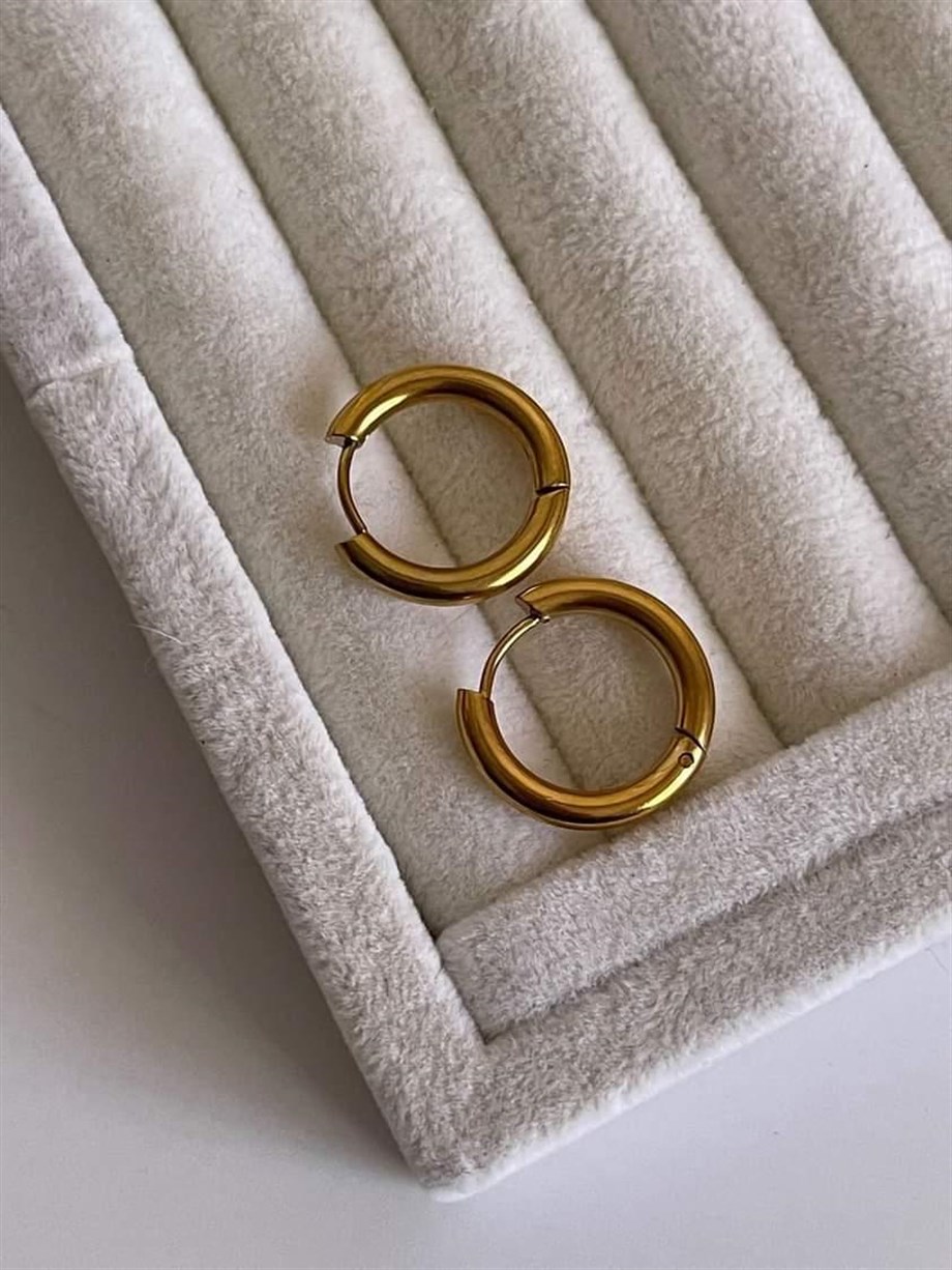 Çelik Gold Renk Pera Basic Halka Küpe(1.80 Cm)-2 Numara)