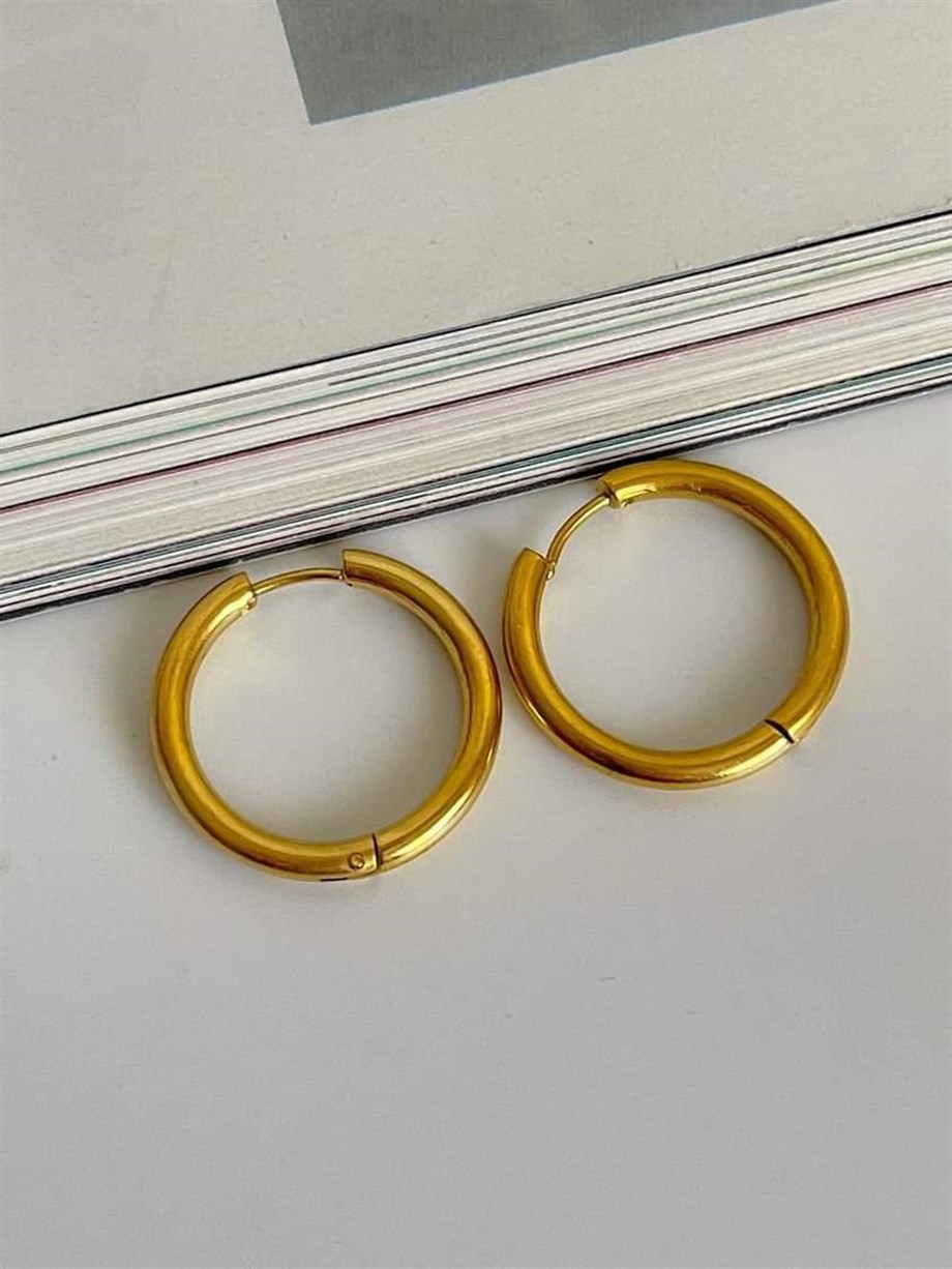Çelik Gold Renk Pera Basic Halka Küpe(2.40Cm)-(4 Numara)