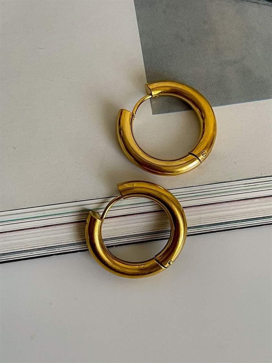 Çelik Gold Renk Pera Basic Halka Küpe(2.20 Cm)-(3 Numara)