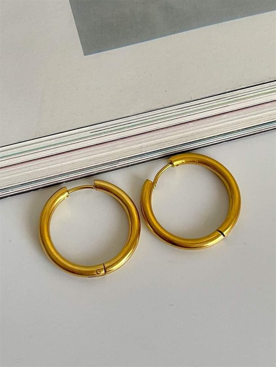 Çelik Gold Renk Pera Basic Halka Küpe(2.40Cm)-(4 Numara)