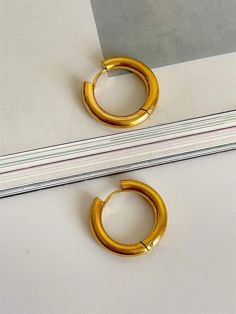 Çelik Gold Renk Pera Basic Halka Küpe(2.20 Cm)-(3 Numara)