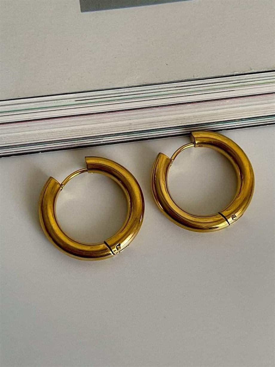 Çelik Gold Renk Pera Basic Halka Küpe(2.20 Cm)-(3 Numara)