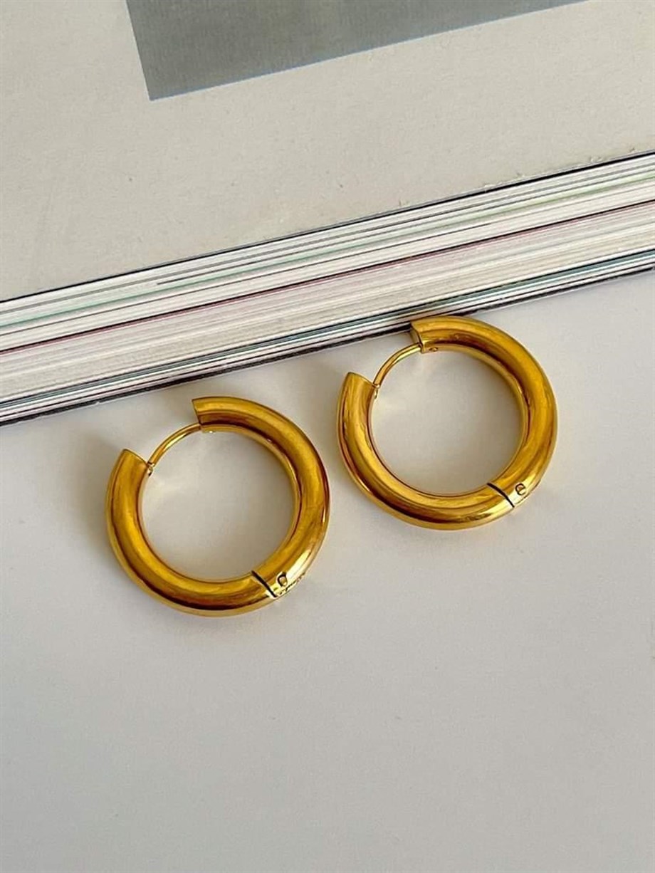 Çelik Gold Renk Pera Basic Halka Küpe(2.20 Cm)-(3 Numara)