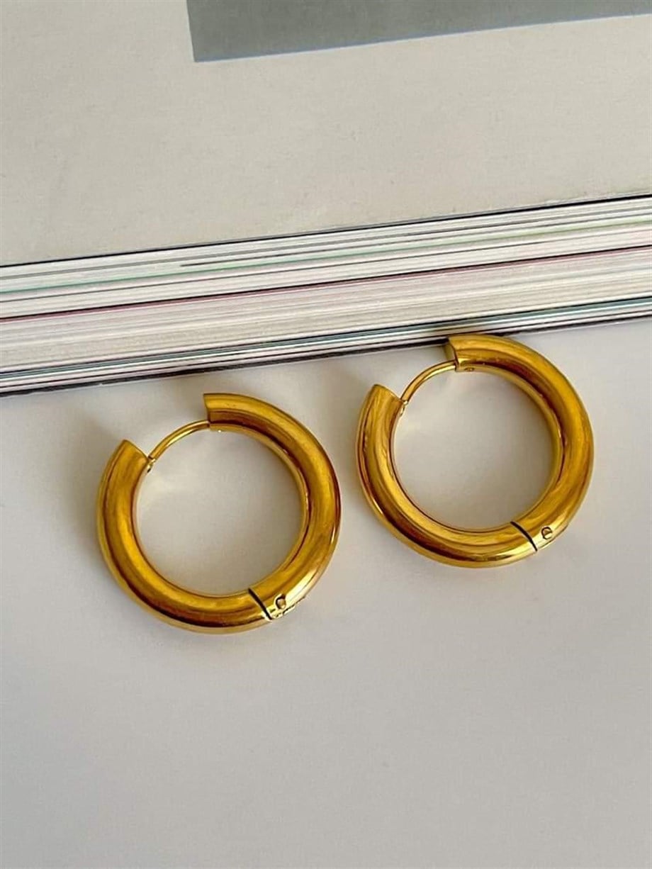 Çelik Gold Renk Pera Basic Halka Küpe(2.20 Cm)-(3 Numara)