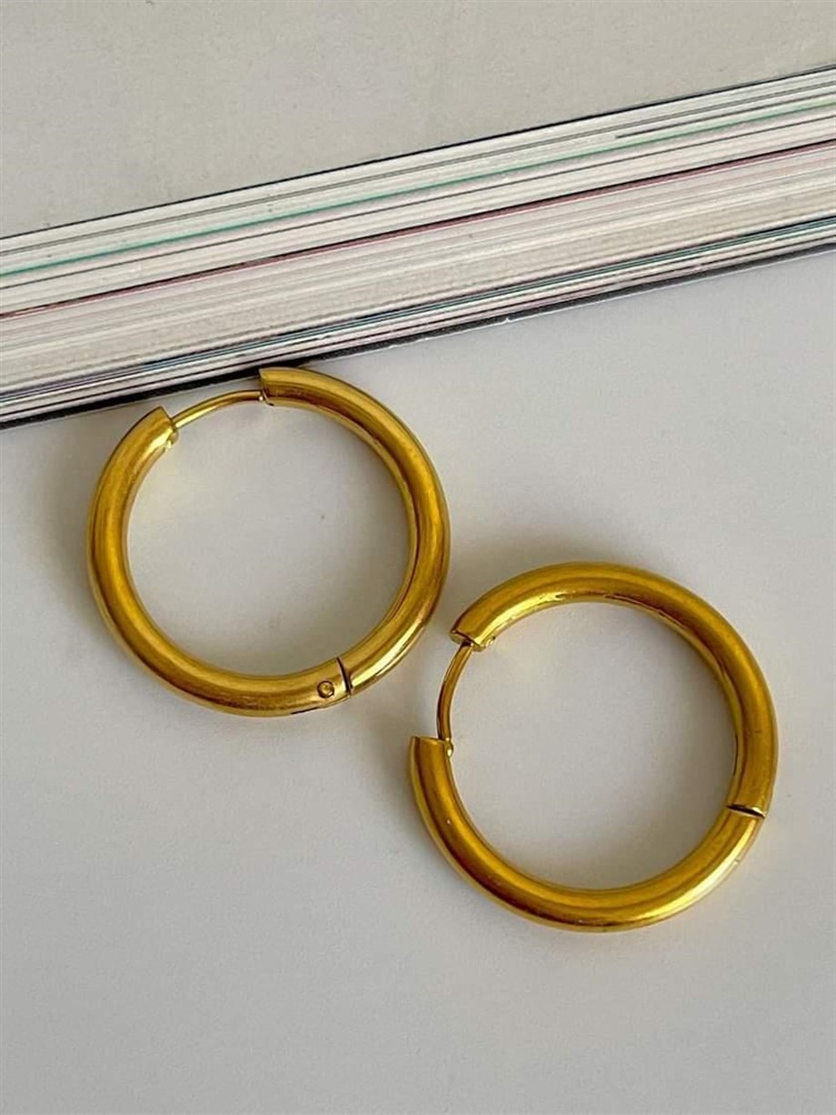 Çelik Gold Renk Pera Basic Halka Küpe(2.40Cm)-(4 Numara)