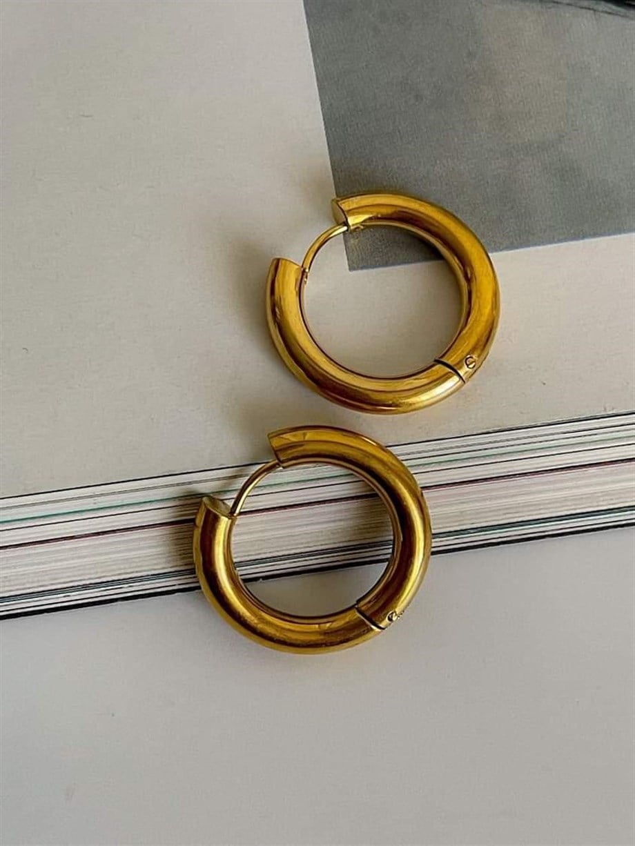 Çelik Gold Renk Pera Basic Halka Küpe(2.20 Cm)-(3 Numara)