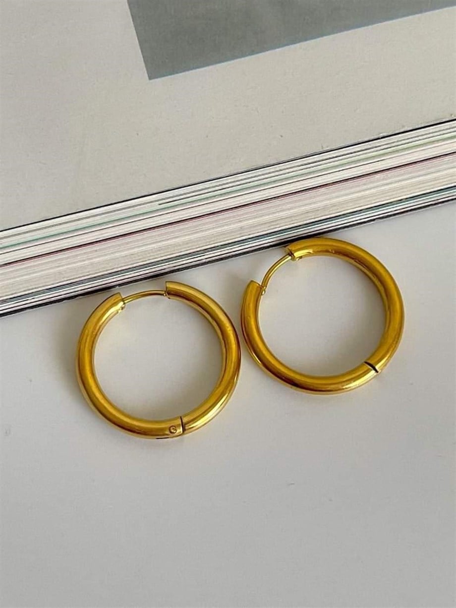 Çelik Gold Renk Pera Basic Halka Küpe(2.40Cm)-(4 Numara)