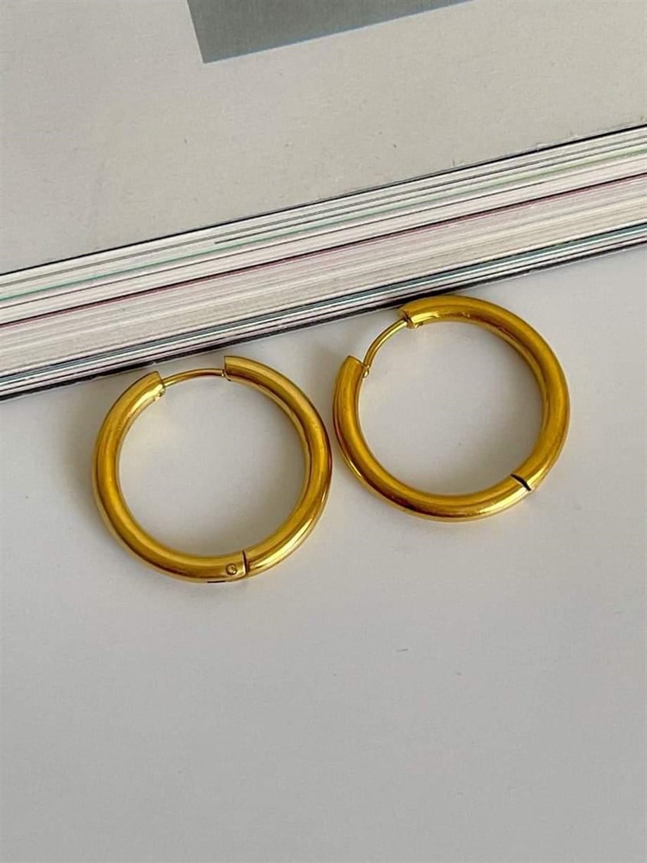 Çelik Gold Renk Pera Basic Halka Küpe(2.40Cm)-(4 Numara)