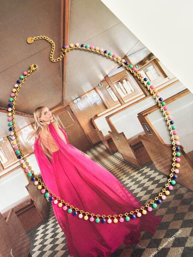 Çelik Gold Renkli Pullu Kolye (45 Cm)