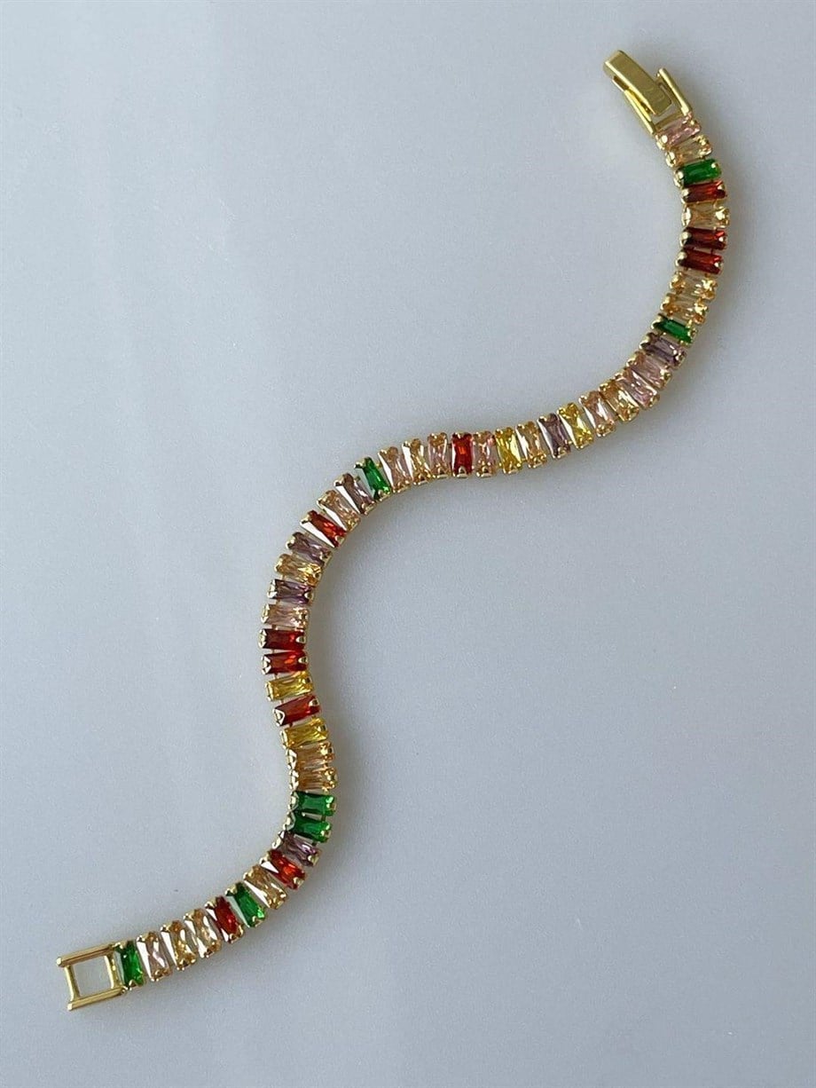 Çelik Gold Renkli Taşlı Lena Bileklik (18 Cm)